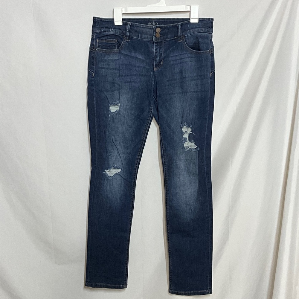 SoHo Jeans Classic Blue Distressed Curve Creator Skinny Jean